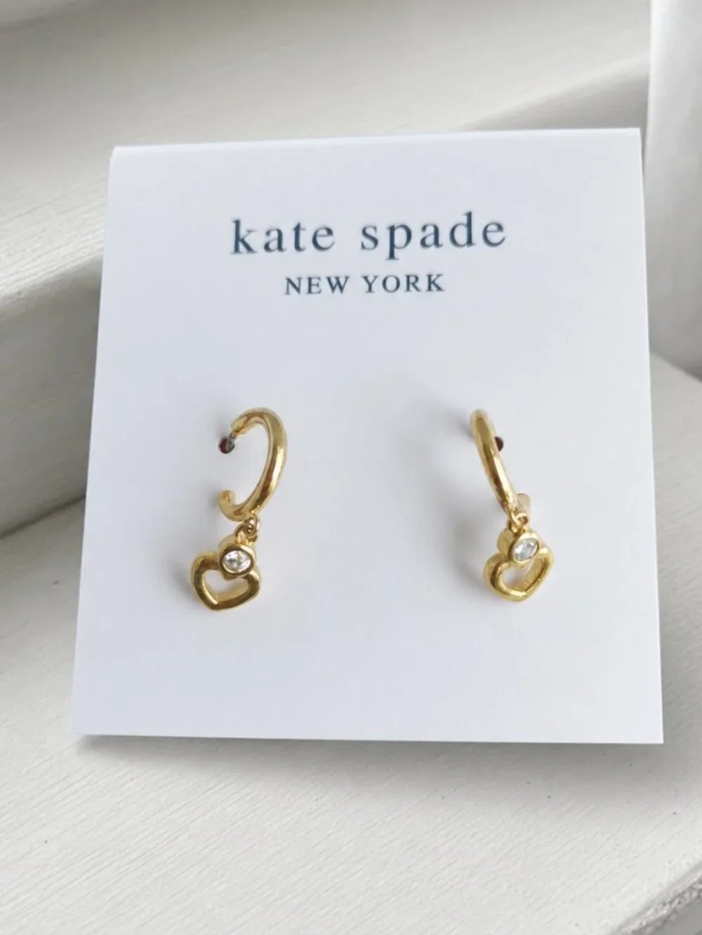 shining spade gold huggie earrings